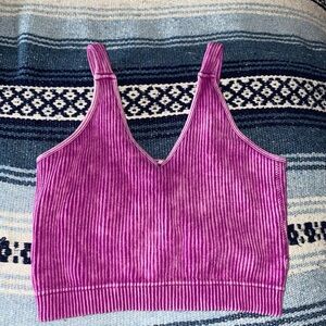 Zenana Washed Ribbed Cropped V-Neck Tank